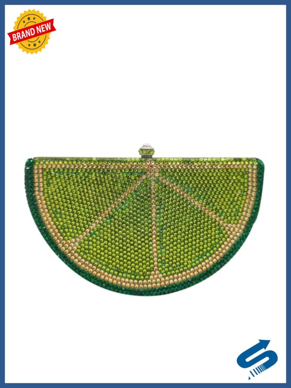 Watermelon Slice Crystal Clutch Bag Faux Leather Evening Rhinestone Minaudiere